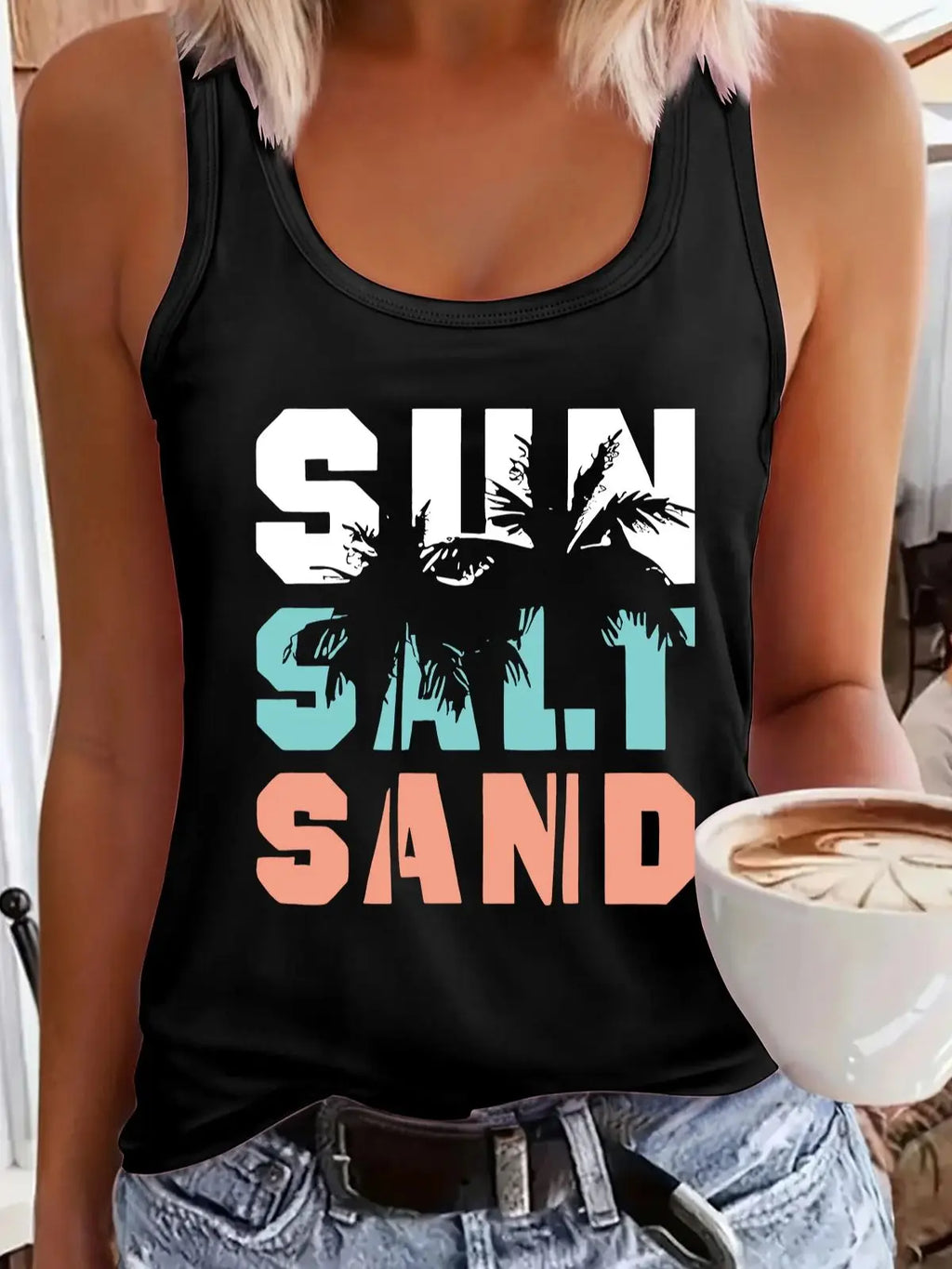 Débardeur Femme Imprimé Attrape-Rêves – Top en Maille Mesh, Coupe Ample, Confort Été