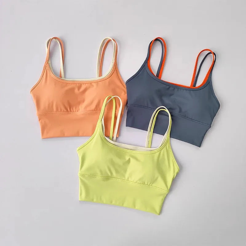 Brassière de Sport Femme Crop Top Tube, Dos Sublimé, Yoga, Fitness & Running