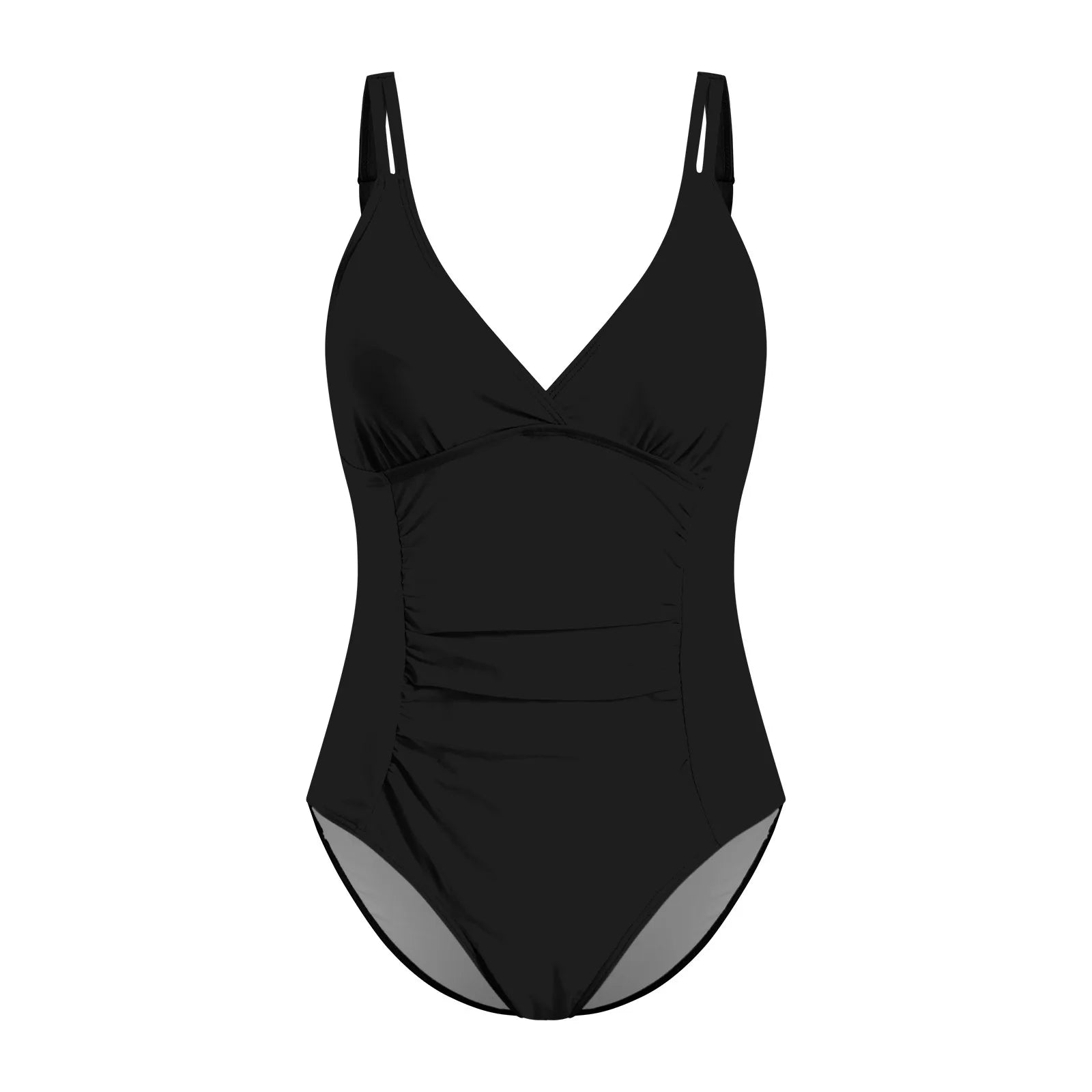 Maillot de Bain Femme 1 Pièce Sexy – Décolleté V, Effet Froncé Gainant, Couleur Unie, Beachwear Été.