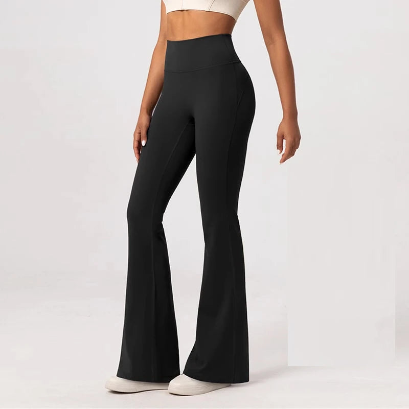 Legging Yoga Femme Haut de Gamme – Taille Haute, Coupe Évasée (Bell Leg), Respirant, Sport & Casual Chic