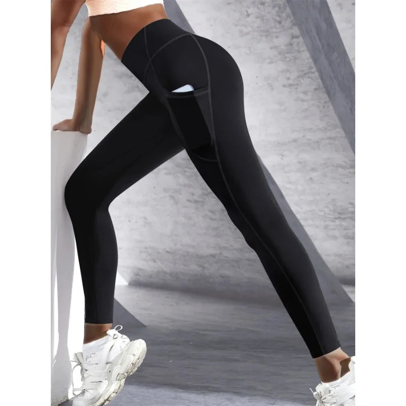 Legging de Sport Femme Taille Haute – Stretch, Avec Poches, Effet Push-Up, Yoga, Fitness & Running