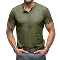 T-shirt homme manches courtes – Col Henley à boutons – Haut été casual, mode & confortable – Style outdoor