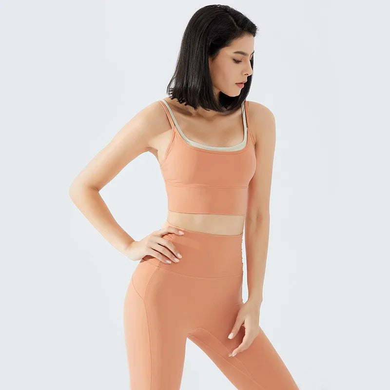 Brassière de Sport Femme Crop Top Tube, Dos Sublimé, Yoga, Fitness & Running