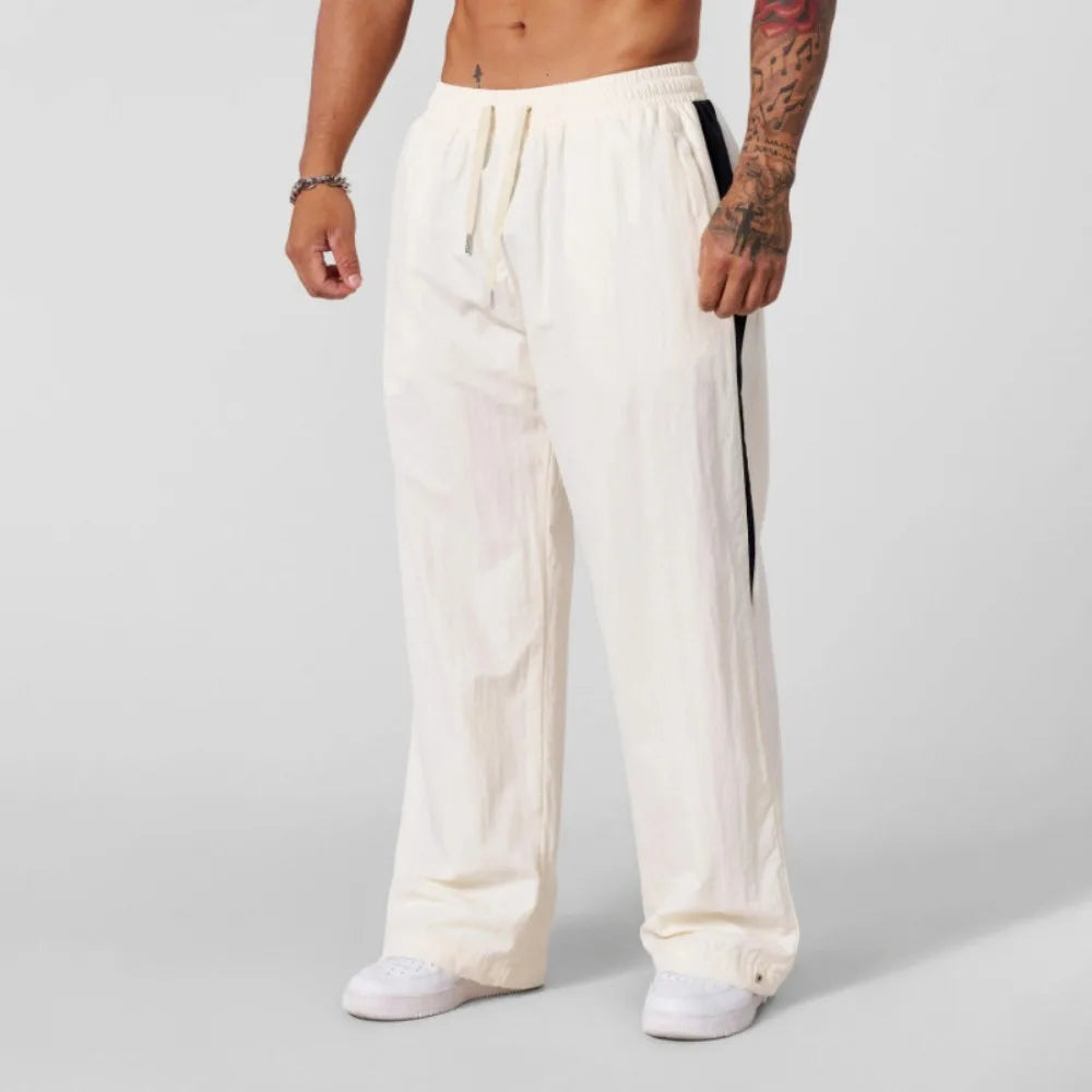 Pantalon Homme Sport & Casual – Coupe Droite Ample, Respirant, Longueur Complète, Style Fluide