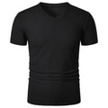 T-Shirt Homme– Col V Stretch, Léger & Côtelé, Style Streetwear Fitness Été