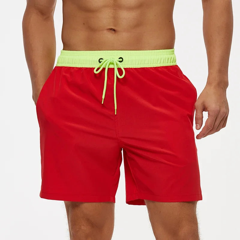 Short de Bain Homme Séchage Rapide – Taille Élastique, Poches Zippées, Doublure Mesh, Plage & Natation